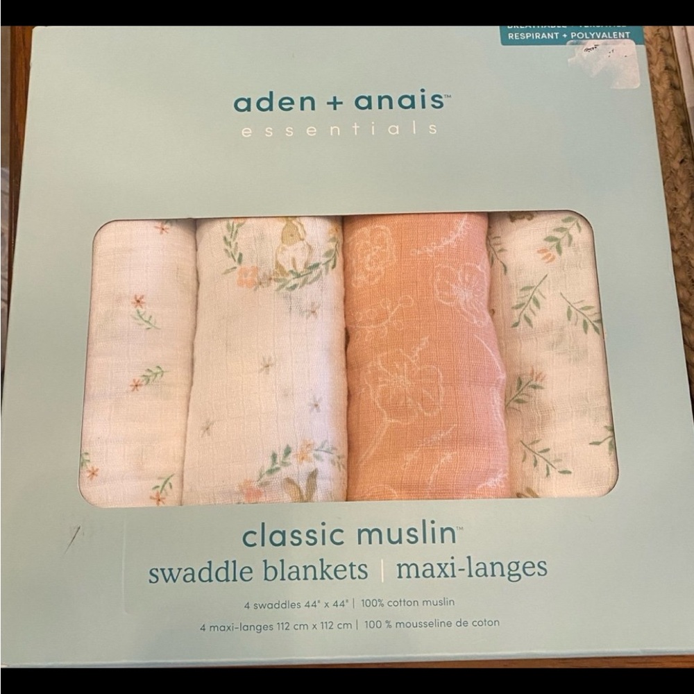 aden + anais Essentials Muslin Swaddle Blankets for Baby Girls and Boys, Newborn